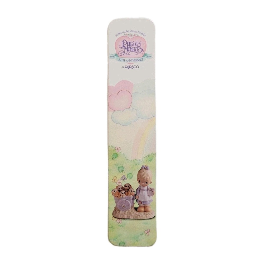 Vintage 90s Precious Moments Bookmark Girl Dogs Cottagecore, 1998 Enesco PCC477A